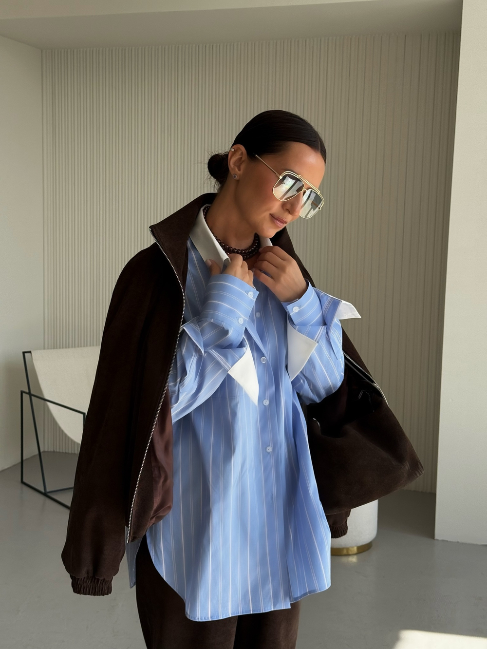 Рубашка со съемными манжетами