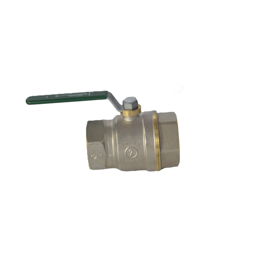 Кран шаровой латунь хром R250W Ду 50 Ру42 ВР рычаг зеленый Giacomini R250WX028