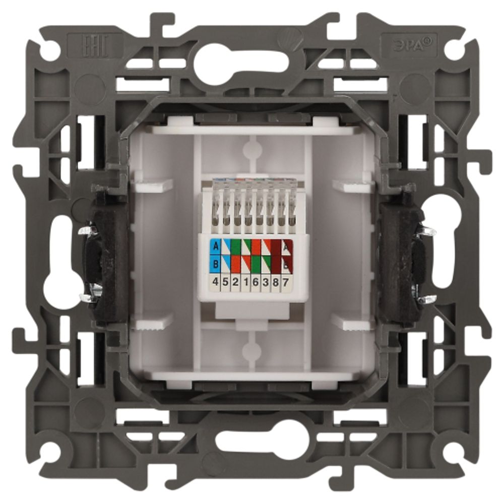 14-3107-05 ЭРА Розетка RJ45, IP20, антрацит | Elegance Антрацит