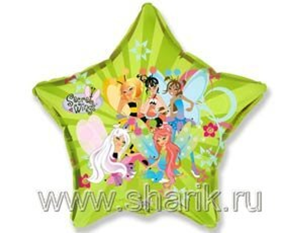 Ф 18" Звезда Феи Вингс Зеленый
