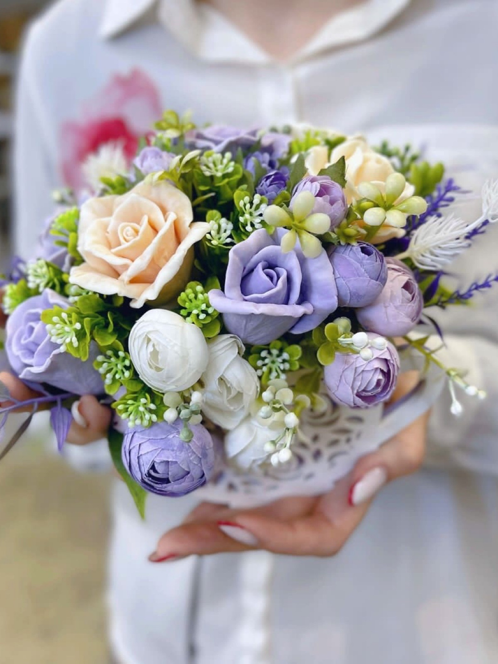 Букет из мыла ручной работы Шебби вайлет