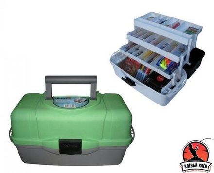 Ящик рыболова трехполочный зеленый Helios