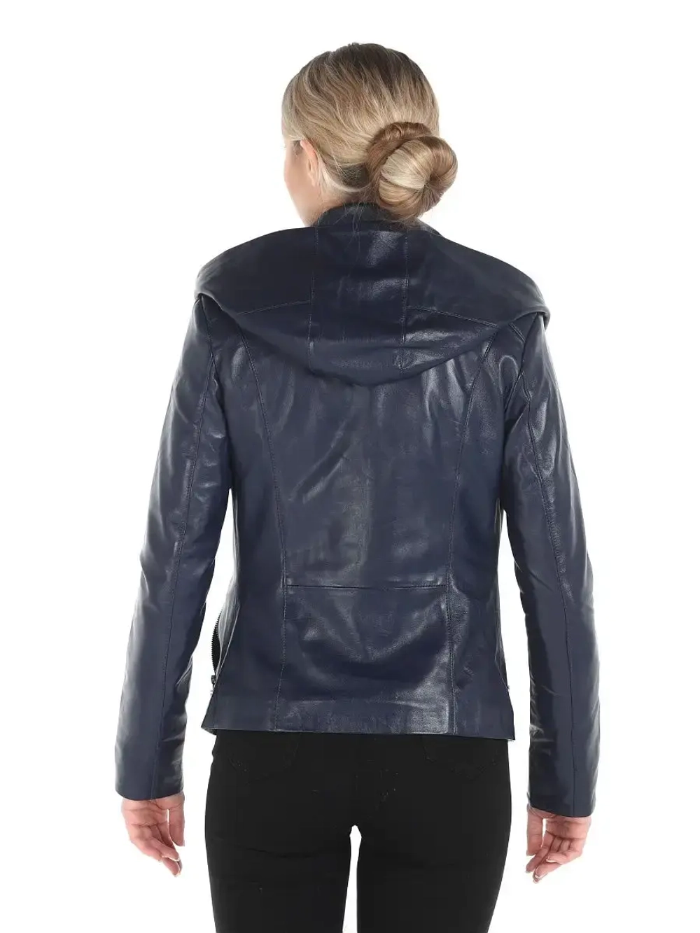 Куртка женская из натуральной кожи с капюшоном трансформер