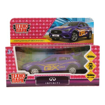 Модель ин. мет. "Infiniti QX30" для девочек 12см, двери, багаж, фиол.коробка QX30-12GRL-PUR (Технопарк)