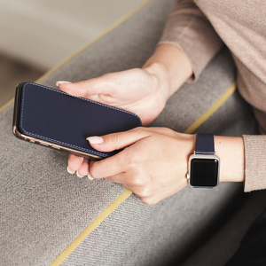 Чехол для iPhone X/XS из натуральной кожи теленка, цвета индиго