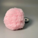 Металлическая анальная пробка с розовым хвостиком Fluffly от Alive (8*3,5 см.)