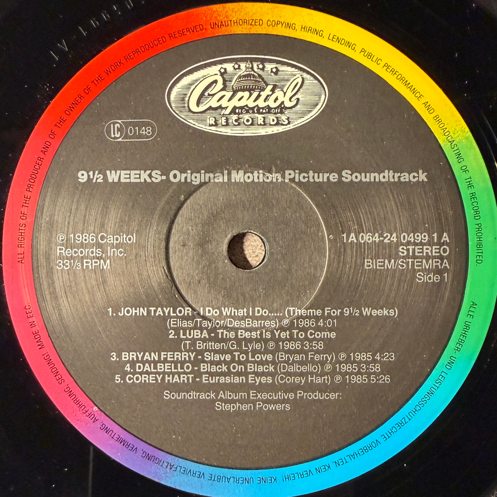 Саундтрек к фильму Девять с половиной недель (Европа 1986г.)