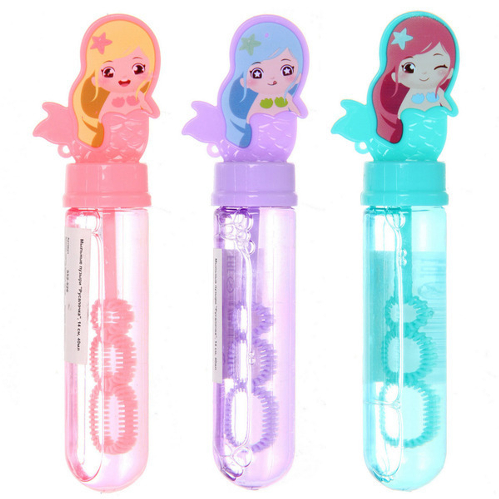 Мыльные пузыри «Русалочка», 14 см, 40мл, цвет микс