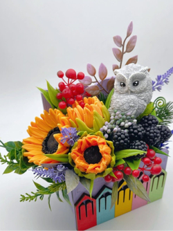 Букет «Сова в подсолнухах»