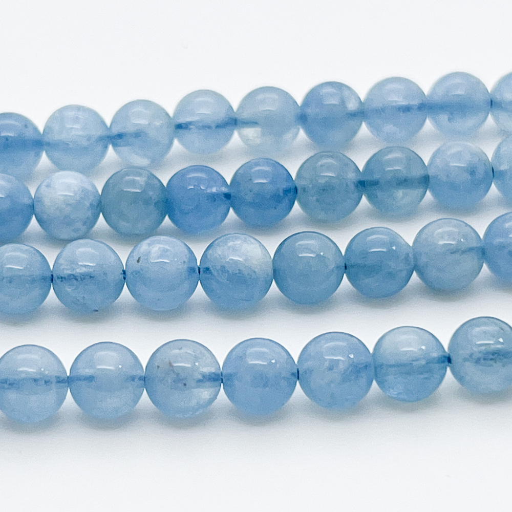 Аквамарин, диаметр 6,4-6,6 мм, цена за 15 шт (1/4 нити)