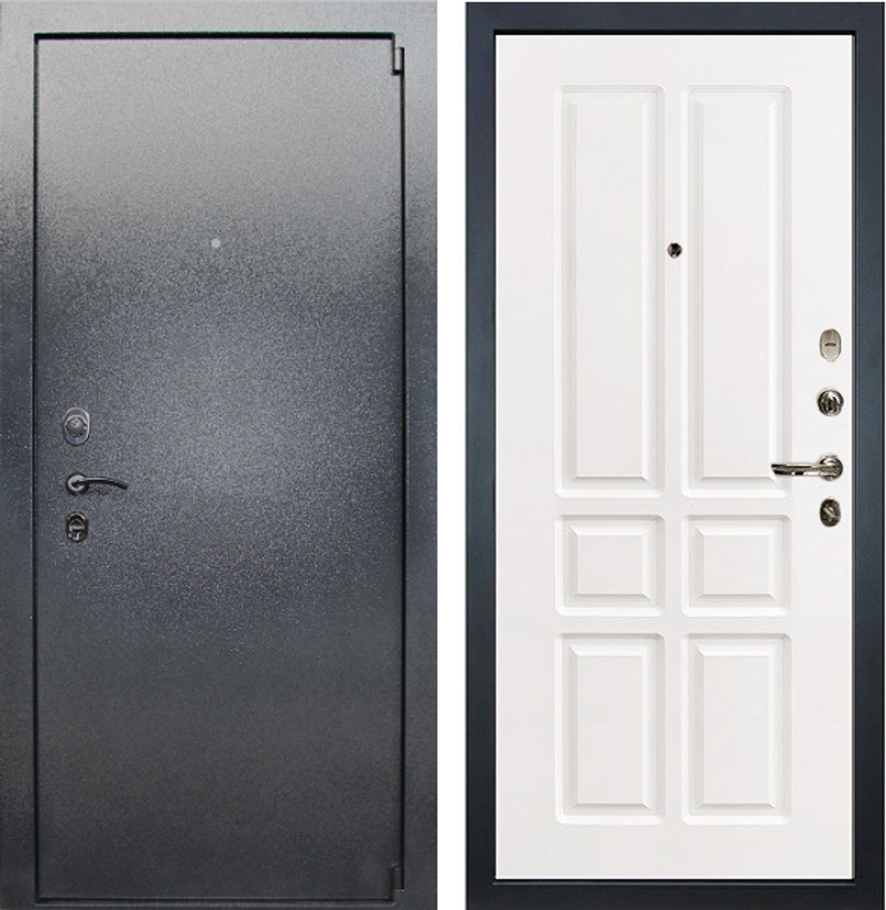 Входная металлическая дверь Лекс 3 БАРК Серый букле  №87 Софт белый снег