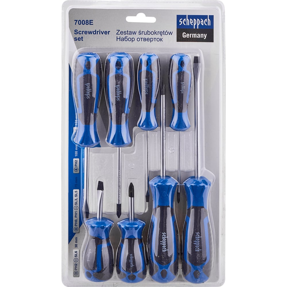 Отвертки Scheppach 8 предметов Sch-7008E(66025)