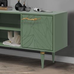 Тумба под ТВ Арт Колор leaves 117см Классик Голд Зеленый нефрит