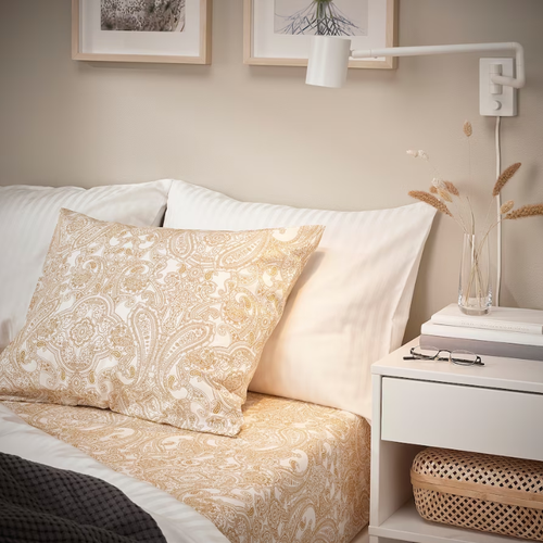 ЖАТТЕВАЛЛМО JATTEVALLMO Декоративная простыня на резинке, желтая/белая, 90x200 см