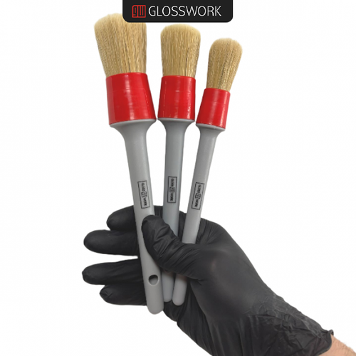 Glosswork Detailing Brush Classic Kit Набор кистей для детейлинга из 3х штук, белый ворс.