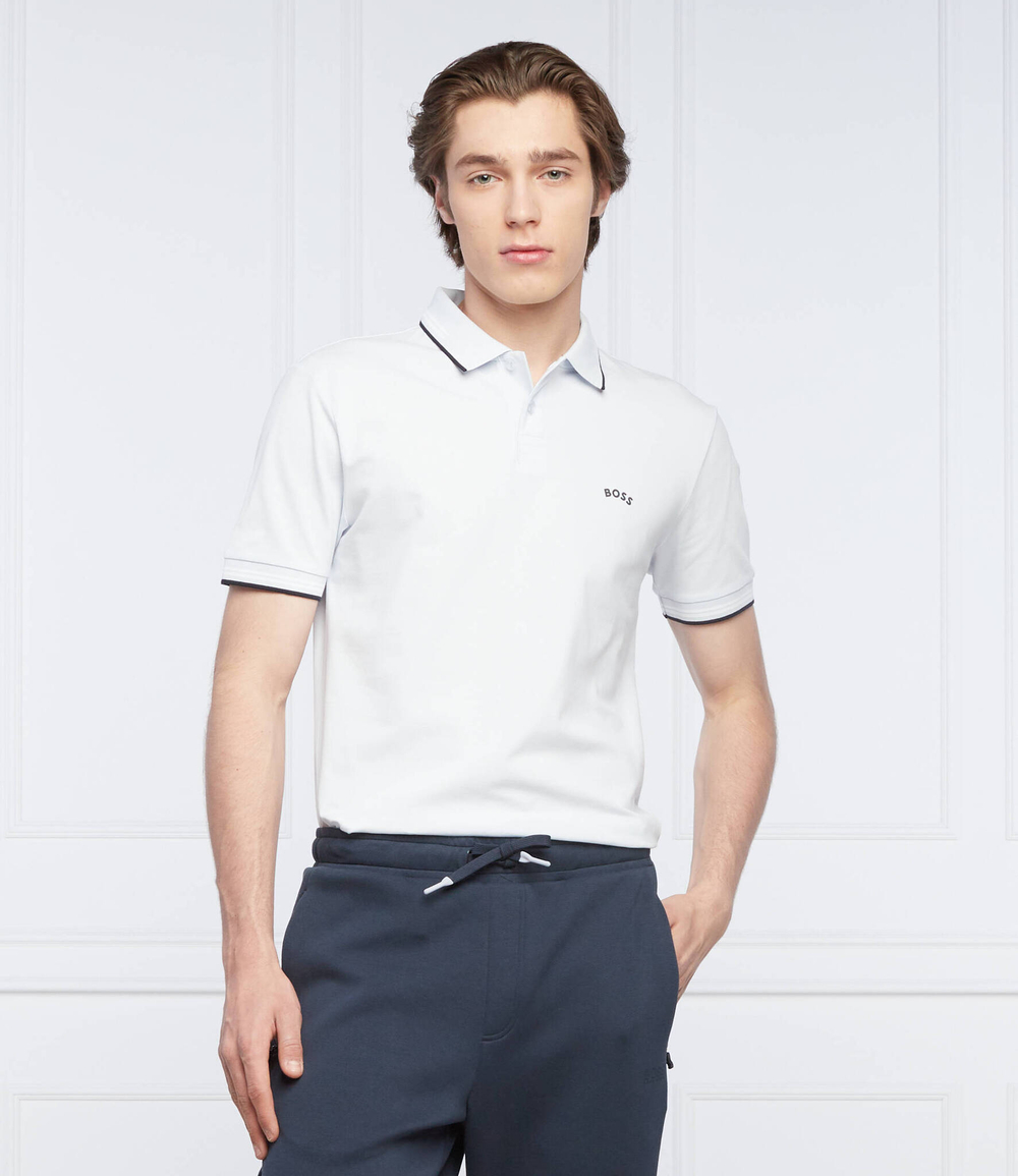 Поло PAUL CURVED BOSS GREEN - голубой(50469245)