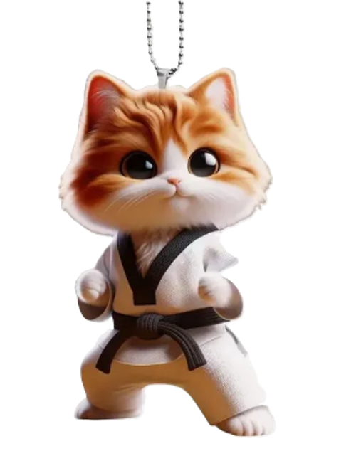 Брелок TKD акриловый Кот рыжий на разъемной цепочке