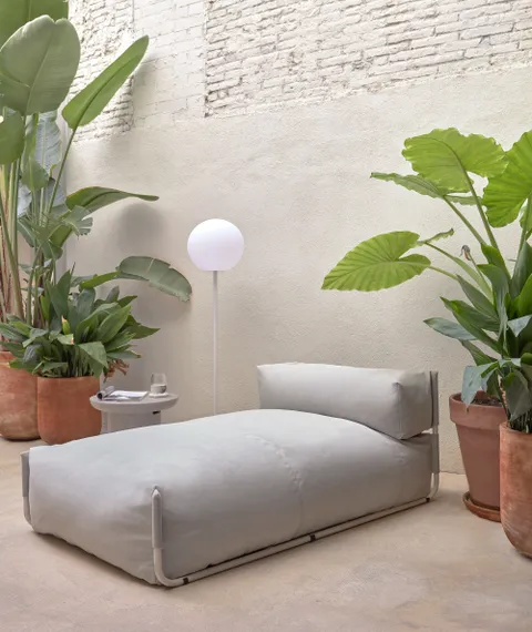 Пуф-шезлонг уличный Square для модульного дивана 165x110 светло-серый