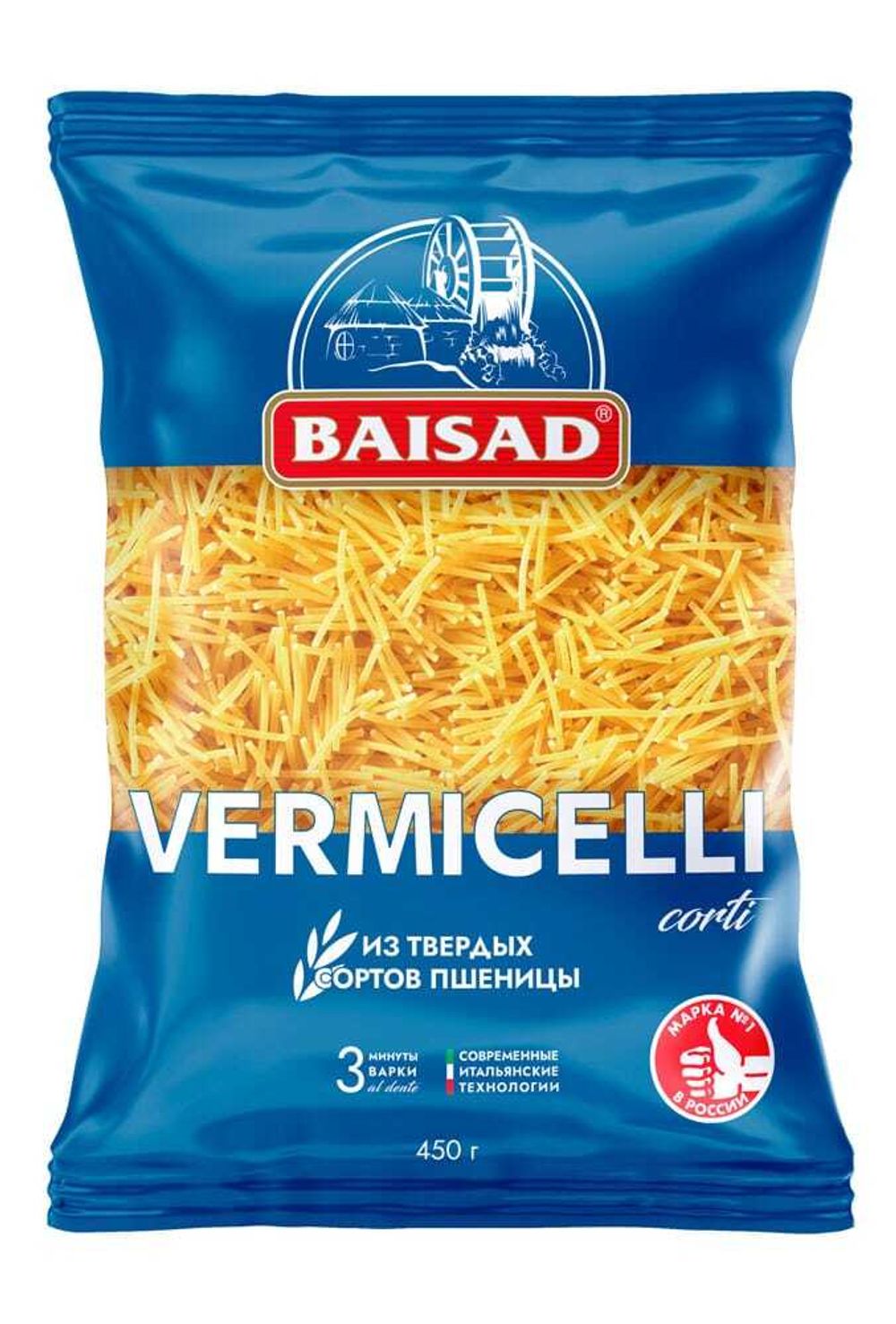 Изделия макаронные вермишель гр.а, кл.1, Baisad, 500г