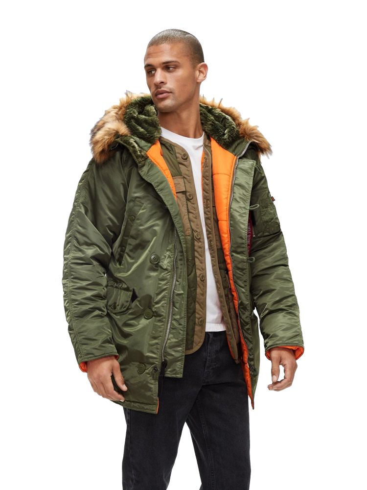 Аляска Alpha Industries N-3B Slim Fit Gen 2 (Sage Green/Orange)