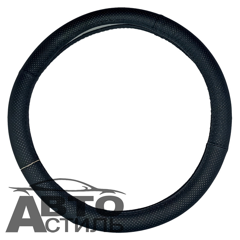 Оплетка на руль круглая Coolpart MAXIMAL (38*38) НАТУР КОЖА перф. черный/черный 7600BL-BL