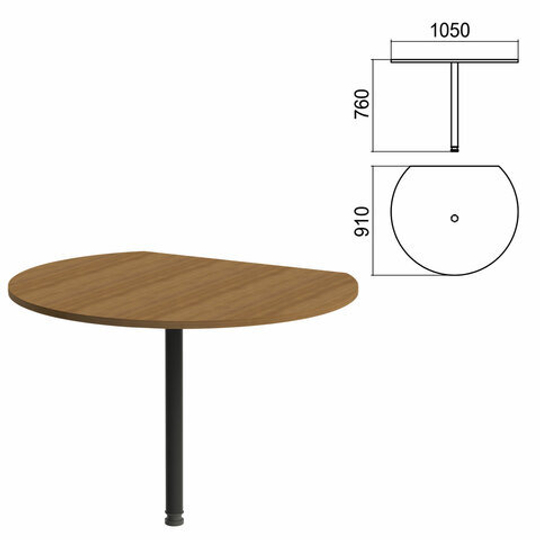Стол приставной полукруг "Арго", 1050х910х760, орех/опора черная (КОМПЛЕКТ)