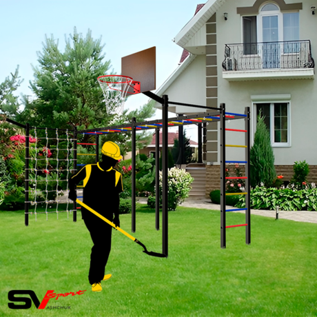 Монтаж уличной шведской стенки Sv Sport Рукоход х 2 (8 вертикальных столбов)