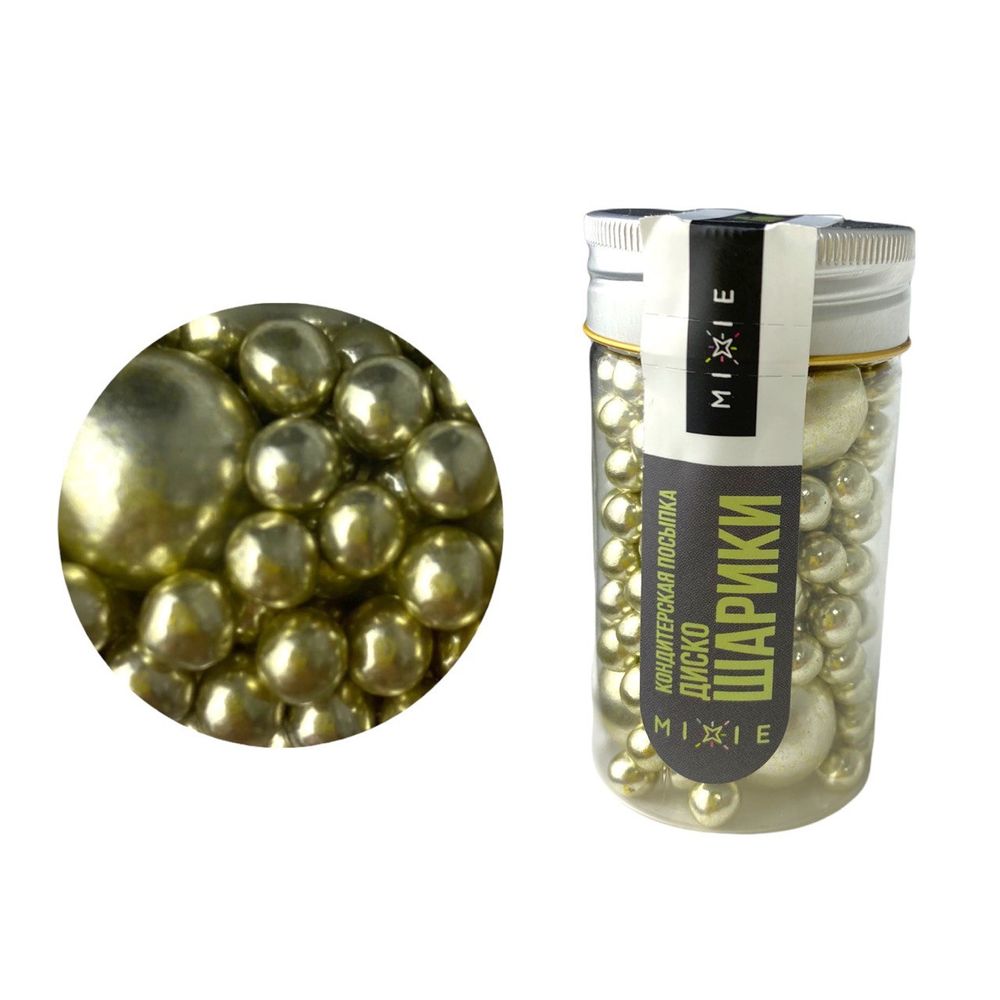 Посыпка фирменная MIXIE "Диско-шарики" Жёлтые 45 гр Посыпка фирменная MIXIE "Диско-шарики" Жёлтые 45 гр