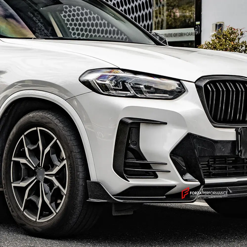 Карбоновая губа переднего бампера для BMW X3 G01 Рестайлинг 2022-2023 / X4 G02 Рестайлинг 2022+ БМВ