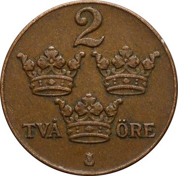 2 эре 1909-1950 Швеция