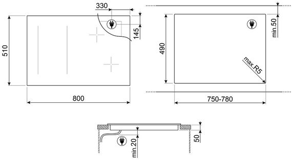 Индукционная стеклокерамич. панель Smeg SI1M4854D