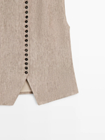 Жилет из меланжевого льна с пуговицами - MASSIMO DUTTI