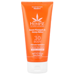 Hempz, Травяное солнцезащитное средство для тела, SPF 30, сладкий ананас и медовая дыня, 177 мл (6 жидк. унц.)