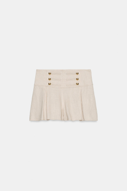 ZARA ШОРТЫ НА НАВЕСНЫХ ПЕТЛЯХ, СВЕТЛО-БЕЖЕВЫЙ