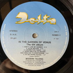 Винтажная виниловая пластинка LP Modern Talking, Модерн Токинг, In The Garden Of Venus The 6th Album, 6 Альбом (Италия 1987)