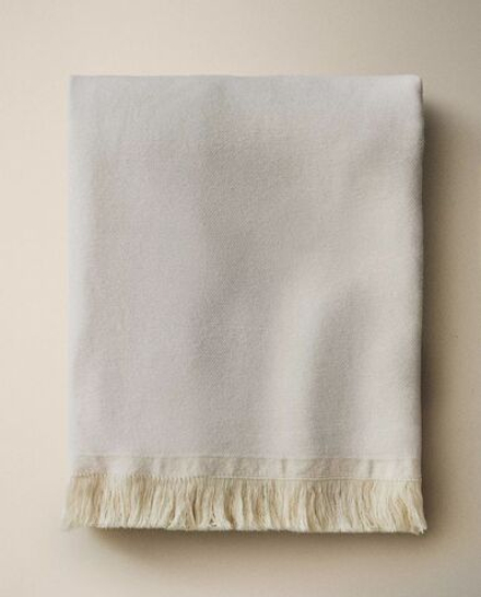 Zara Home - Декоративный плед с бахромой, экрю, 140x190 см