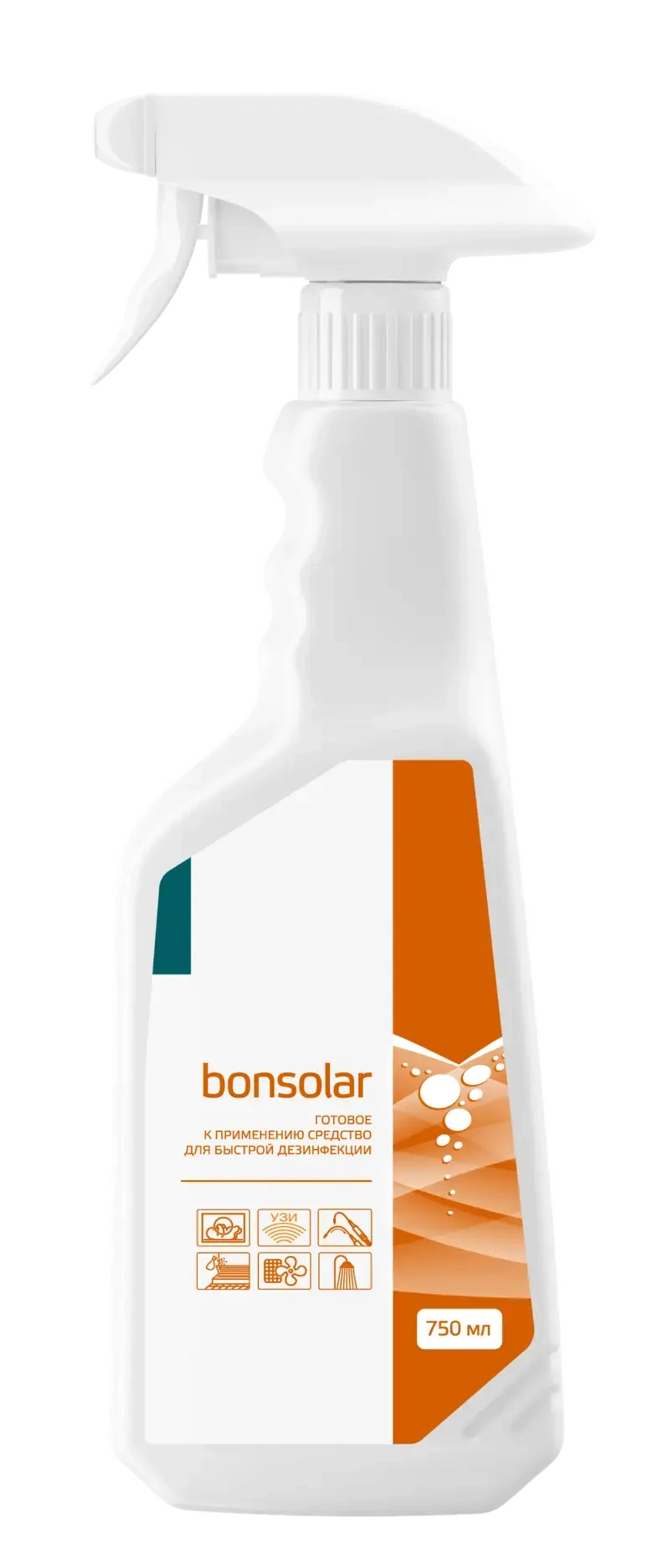 BONSOLAR Средство дезинфицирующее "BONSOLAR", с крышкой, в комплекте с дозатором, 750мл