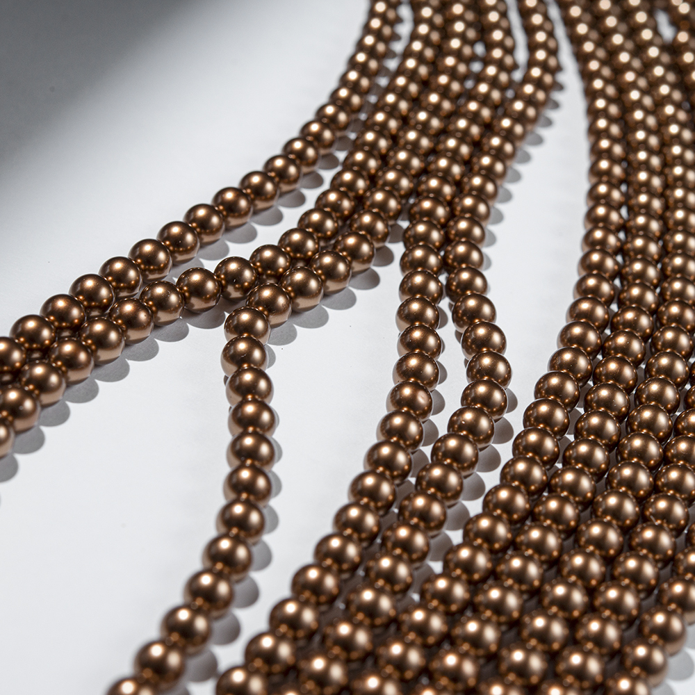 Хрустальный жемчуг, оттенок "Bronze", шар 6мм, улучшенное покрытие