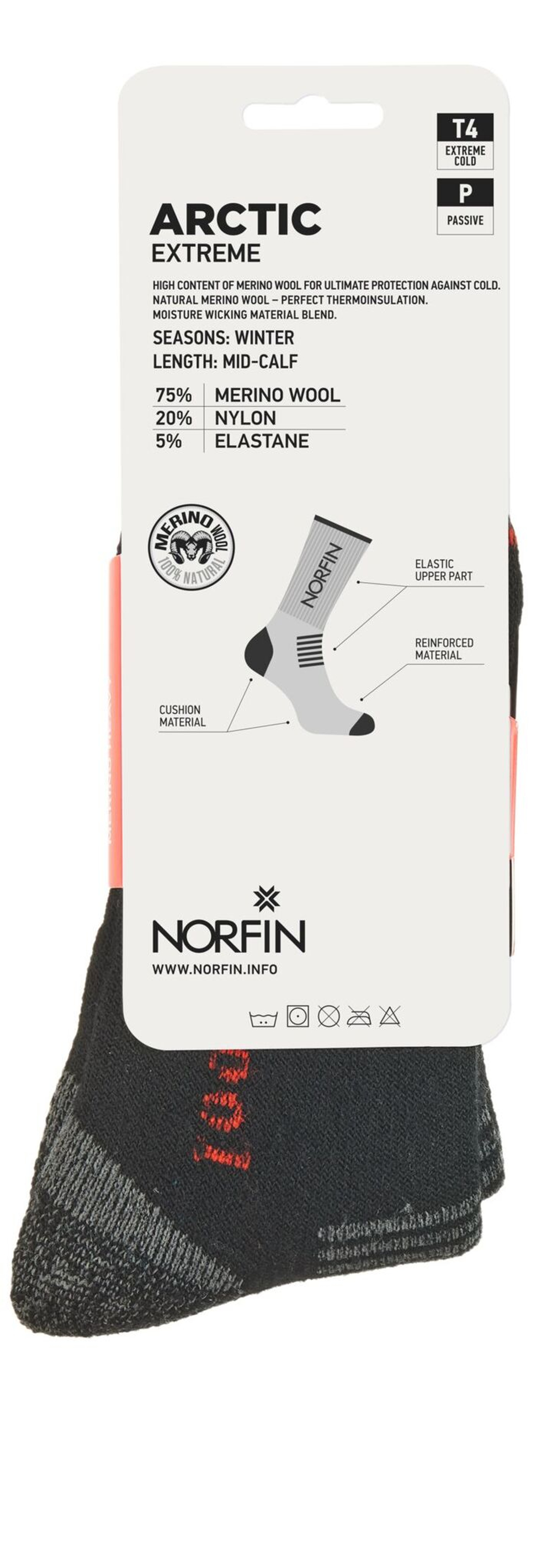 Носки Norfin T4P ARCTIC MERINO EXTREME CREW р.(42-44) L