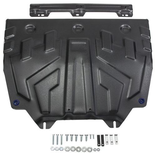 Защита картера и КПП Rival (увеличенная) для Mazda 3 BM (V - 1.5; 1.6; 2.0) 2013-2018/Mazda 6 GJ (V - 2.0; 2.5) 2012-2018 2018-н.в./Mazda CX-5 I, II (V - 2.0; 2.5) 2011-2017 2017-н.в./Mazda CX-9 II (V - 2.5) 2016-н.в., сталь 1.8 мм, с крепежом, штампованная, 111.3817.1