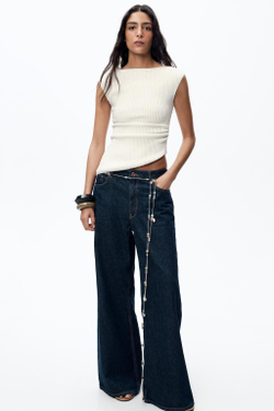 ZARA АСИММЕТРИЧНЫЙ ТОП ИЗ РЕЛЬЕФНОЙ ТКАНИ, ЭКРЮ