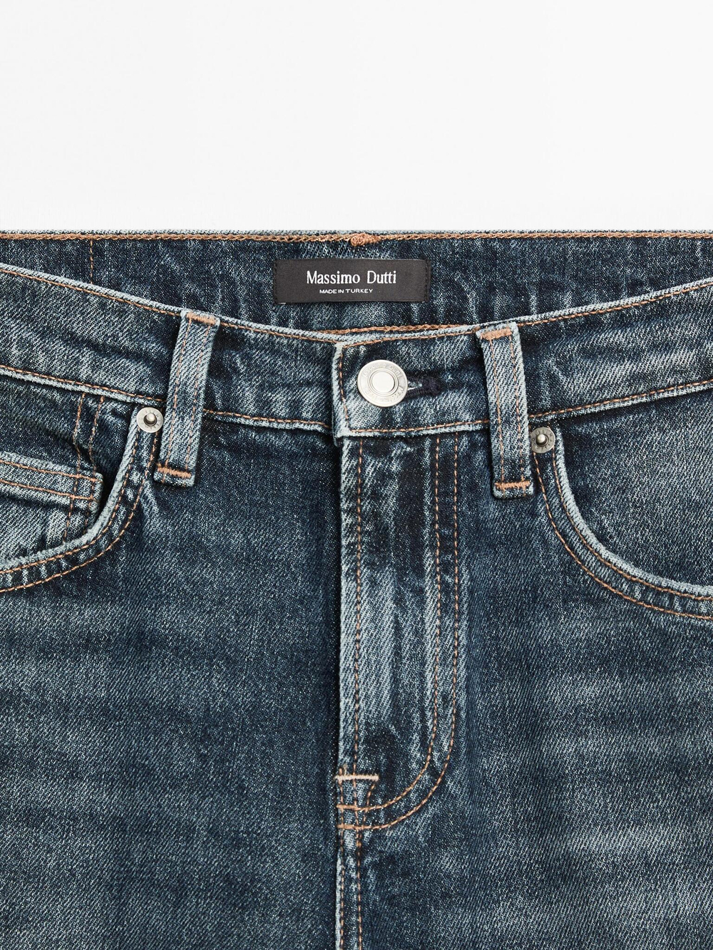 Massimo Dutti Зауженные джинсы со средней посадкой, средне-синий