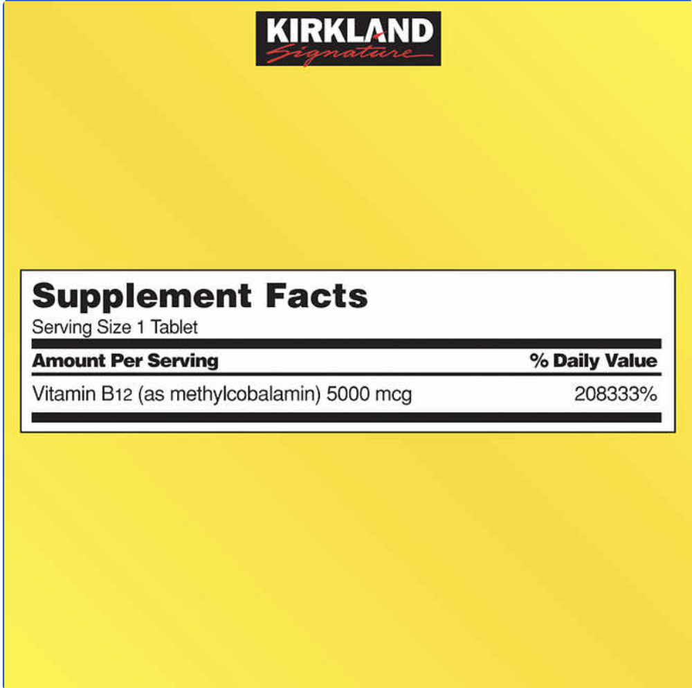 Kirkland Signature Quick Dissolve B-12 5000 мкг, 300 таблеток