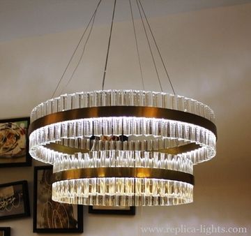 replica Saturno LED 2 rings gold Pendant by Baroncelli 