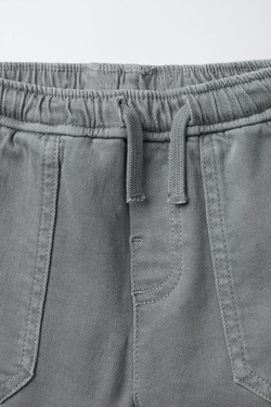 ZARA БРЮКИ-КАРГО ИЗ ТВИЛА, СЕРО-СИНИЙ