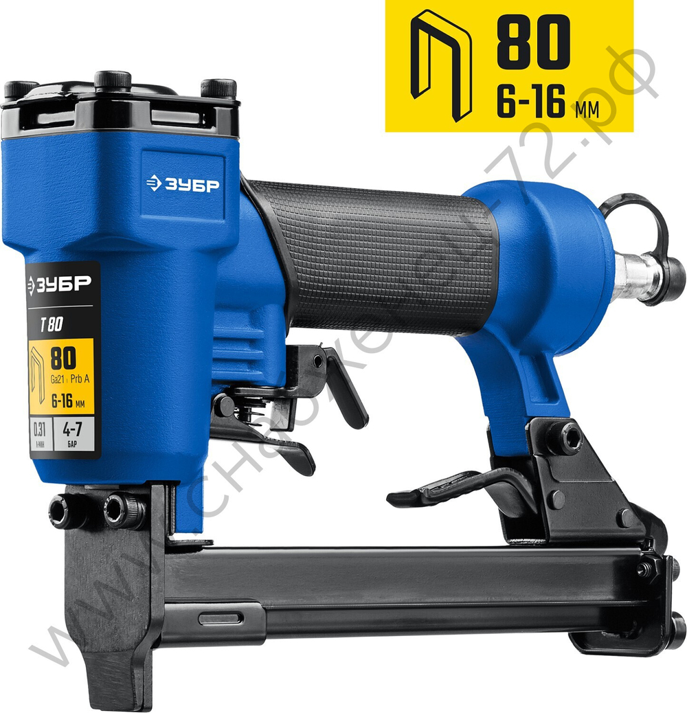 ЗУБР Т80, скобы тип 80, (6 - 16 мм), пневматический степлер, Профессионал (скобозабиватель), Профессионал (31938)