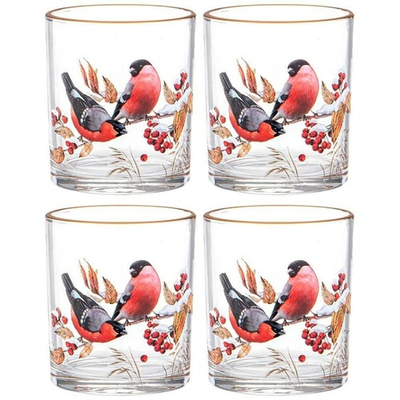 Набор стаканов 4шт 320мл "Снегири", 887-445