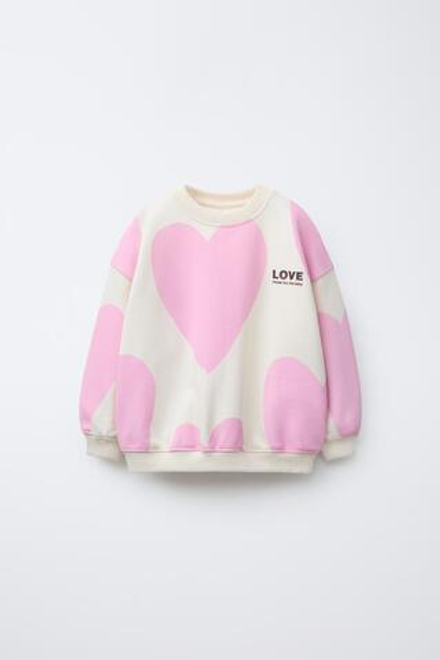 ZARA ТОЛСТОВКА С ПРИНТОМ, РОЗОВЫЙ
