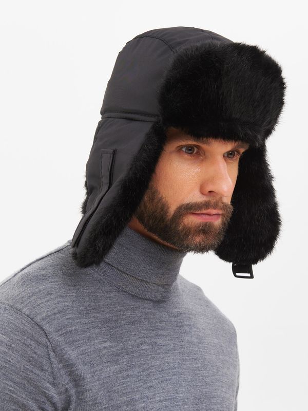 Шапка ушанка с маской Евро Норка ткань Taslan цвет Чёрный