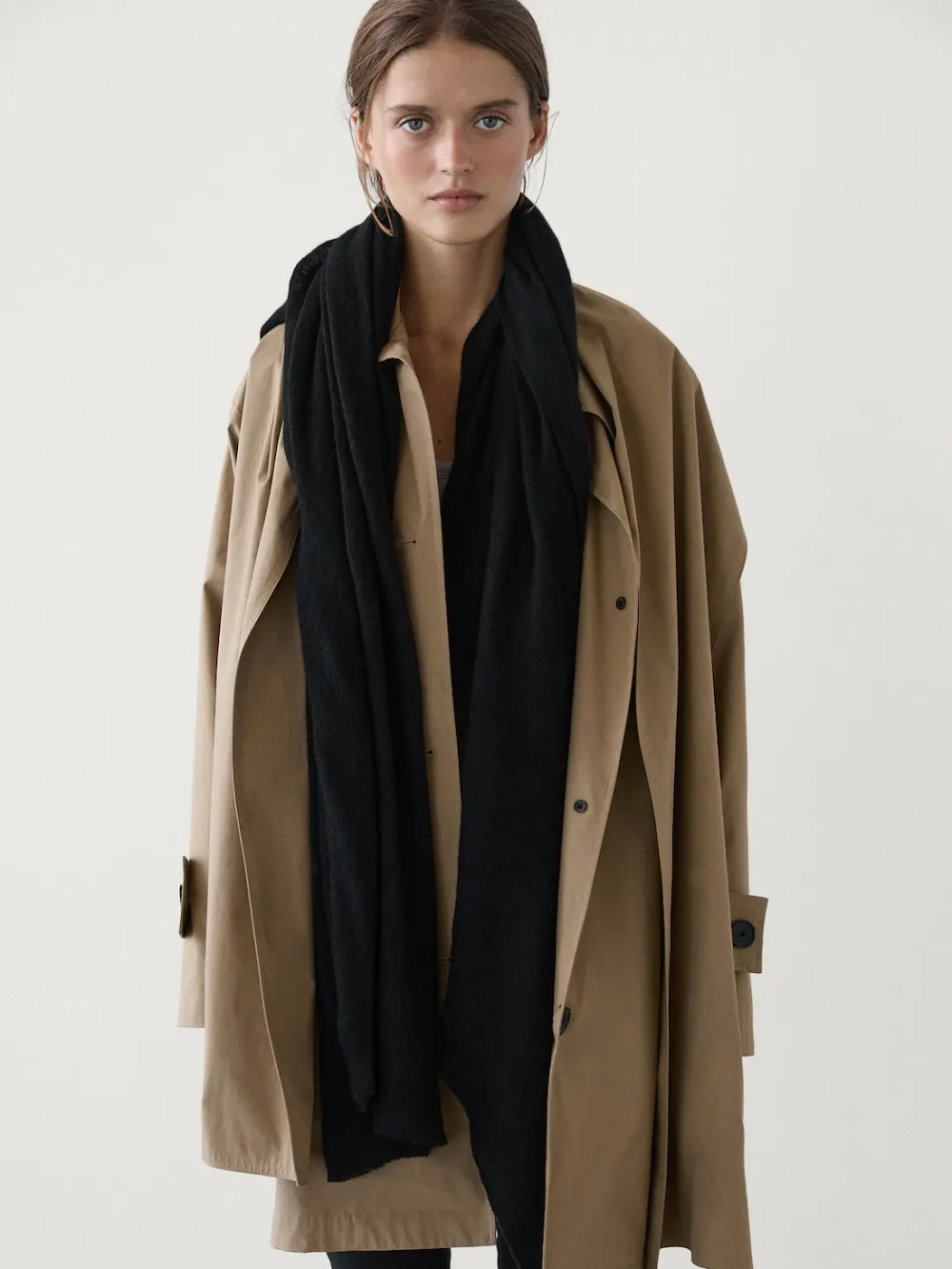 Massimo Dutti Шарф из 100% кашемира, черный